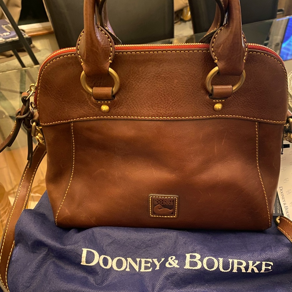Dooney & Bourke Cameron Satchel in Chestnut. Approx measurements L12’ W5’ H9.5’.